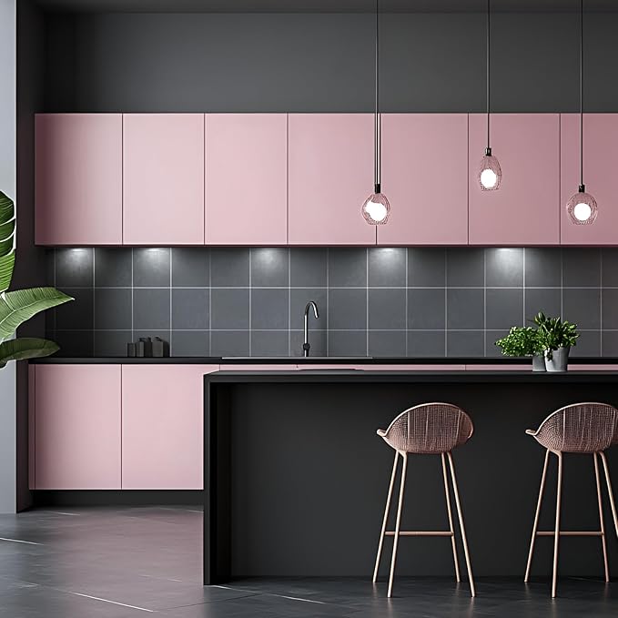 FUKU MON Soft Pink Peel and Stick Wallpaper 24" x 394" Solid Matte Textured - Image 2