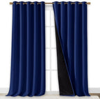 NICETOWN Total Shade Curtains and Draperies, Royal Blue, Package of 2, 62 - Image 2