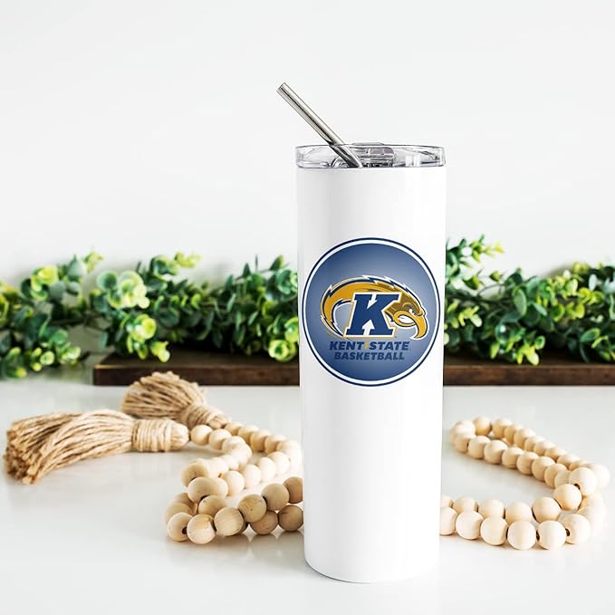 Kent State University Skinny Tumbler, Water Tumbler, Stainless Steel Tumbler, Tumbler Cup, Tumbler with Straw and Lid, Double Wall, Stainless Tumbler (Kent State University #8)