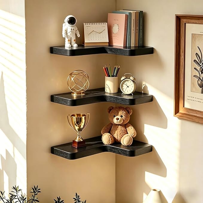 Floating Corner Shelves, Wall Shelf Set of 3, Shelves - Image 8