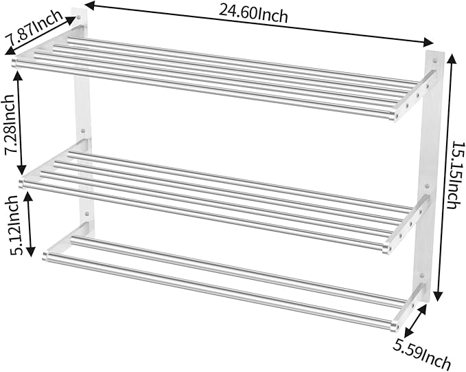 Towel Racks for Bathroom Wall 24 Inch, 3 Tier Bathroom Towel Shelf - Image 5