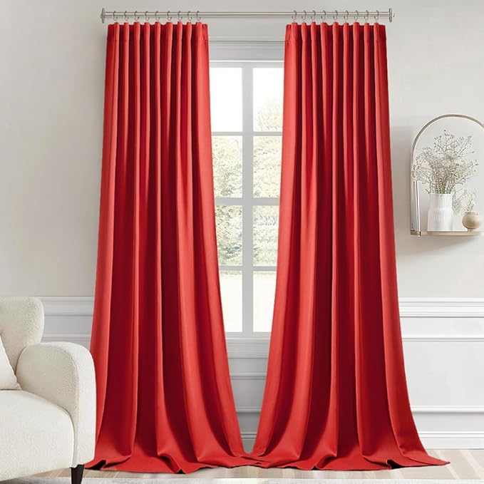 MIULEE Christmas Red Back Tab Blackout Curtain 96 Inch Long 2 Panels Set - Image 9