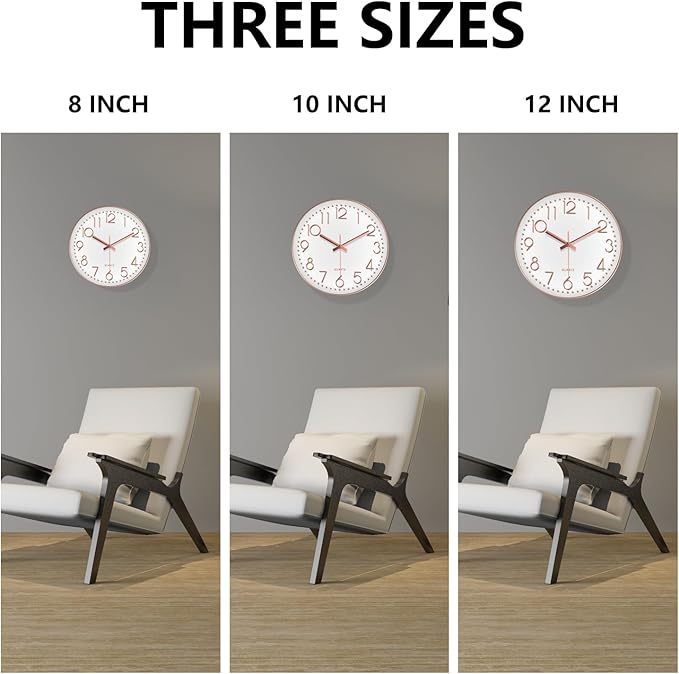 Wall Clock, Silent Wall Clocks Battery Operated 10 Inch- Modern Non Ticking - Image 9