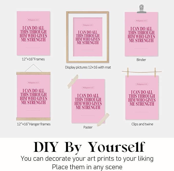 Locomiss Pink Christian Wall Art Decor Posters, Modern Bible Verse Prints - Image 7