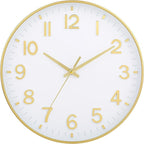 HZDHCLH White and Gold Wall Clocks Battery Operated 12 inch Silent Non Ticking by HZDHCLH