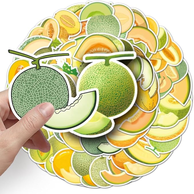 Hami Melon Stickers for Teens Boys Girls Kids|50 Pcs|Trendy Vinly Waterproof Stickers for Laptop Tablet Flasks Scrapbook Bottles Phone Computer Luggage Notebook,Fruts Decal Pack(Hami Melon-50Pcs)