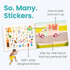 CUPKIN Sticker Book for Kids 2-4, 500+ Kids Stickers, Spending Time with Grandma 12 Coloring Pages, 12 Scenes, Fun Toddler Travel Activity Coloring and Sticker Books for Children Ages 4-8 + 8-10