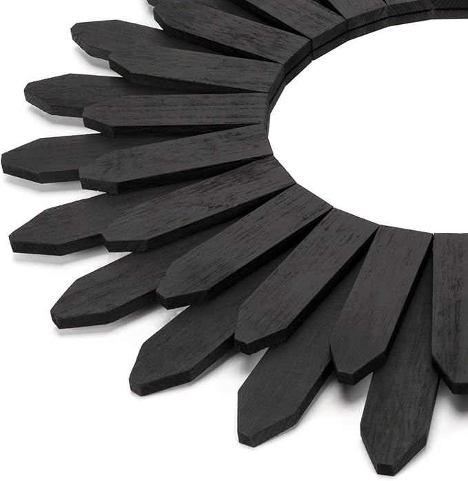 Honiway 21 inch Black Wall Decor Vintage Mirror, Boho Style, Wooden Frame - Image 2