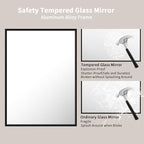 LOAAO 22"X30" Black Rectangle Bathroom Mirror Wall, Matte Black Aluminum Alloy - Image 5