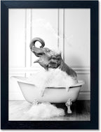 Framed Bathroom Wall Decor Elephant in Bathtub Pictures Wall Art Black and by Melpa+Art