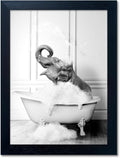 Framed Elephant Wall Art Black and White Bathroom Wall Decor Funny Animal by Melpa+Art