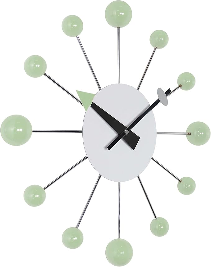 Infinity Instruments Orb Spoke Starburst Wall Clock, Mint Green - Image 3