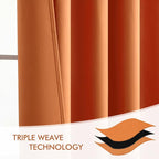 MIULEE Orange Back Tab Blackout Curtains 108 Inch Long 2 Panels Set - Image 7