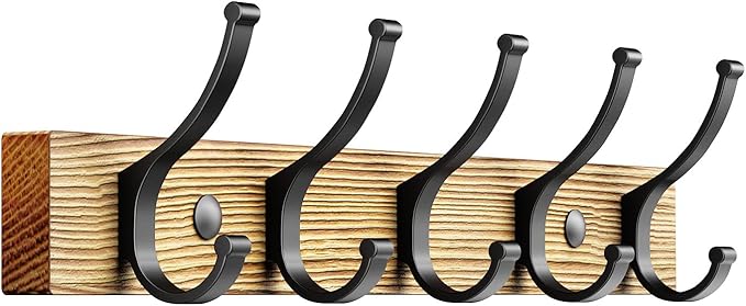 Optish Coat Rack Wall Mount, 16.5 Inches Wood Coat Hooks Wall Mount, Wall Coat by Optish