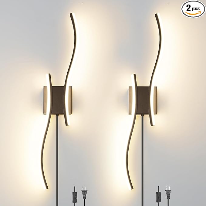 Daunton Modern Plug in Wall Sconce Set of 2, 3CCT Adjustable & Memory Function by Daunton