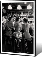 Vintage Black and White Posters Trendy Women Drink Cocktail Wall Art Funky by Acqooeakt