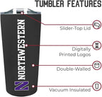 Campus Colors NCAA Stainless Steel Tumbler perfect for Gameday - 18 oz - Double Walled - Keeps Drinks Perfectly Insulated (Northwestern Wildcats - Black)