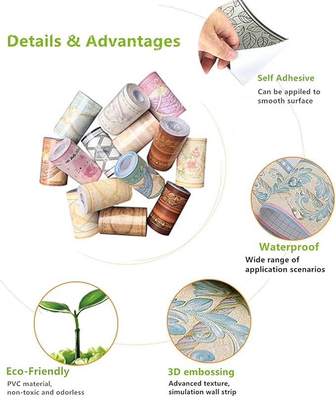 UPREDO Royal Blue Floral Wall Border Peel and Stick Ceiling Border Wallpaper - Image 7