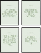 Locomiss Sage Green Christian Wall Art Decor, Modern Bible Verse Prints by Unknown