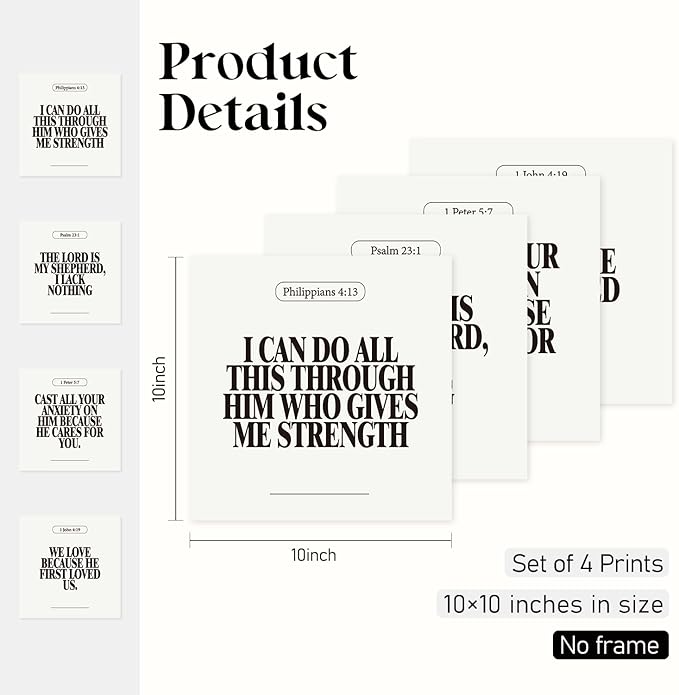 Locomiss Black and White Christian Wall Art Decor Posters, Modern Bible Verse - Image 2