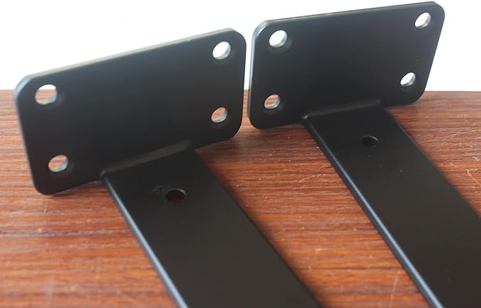 4 Pack - 11 inch Black Hidden L Shelf Bracket Iron Floating Shelf Brackets - Image 4