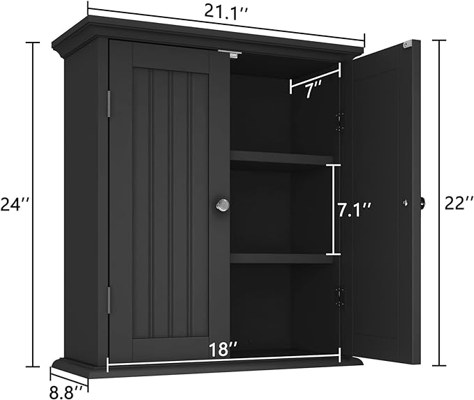 ChooChoo Bathroom Wall Cabinet, Over The Toilet Space Saver Storage Cabinet - Image 3