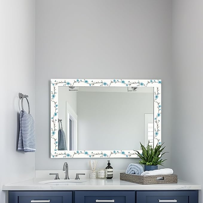 HOMETITUTE Wallpaper Border Peel and Stick Blue Blossom Texture Decorative Wall - Image 6