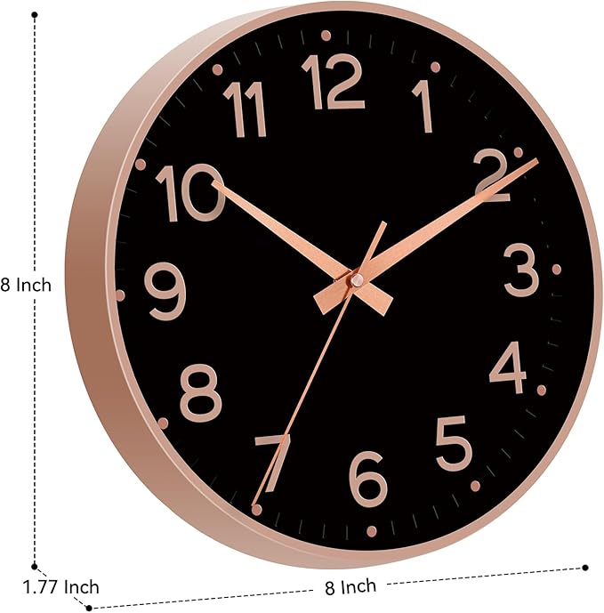 Roymnie Wall Clock, Silent Wall Clocks Battery Operated 8 Inch-Modern Non - Image 3