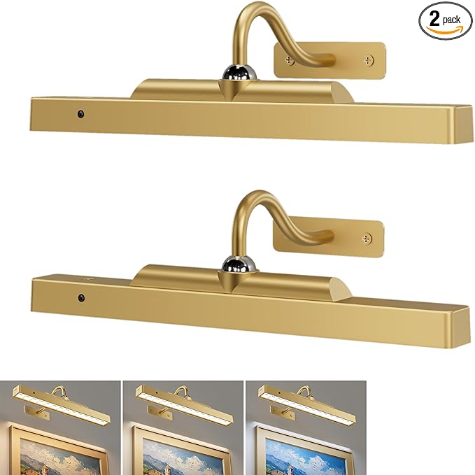 Wireless Picture Lights 12'', 2 Pack 4400mAh Battery Poerered Cordless Wall by Craftersmark