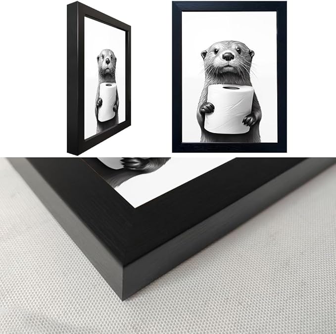 Framed Animal Bathroom Wall Art, Funny Bathroom Wall Decor, Toilet Paper in - Image 3