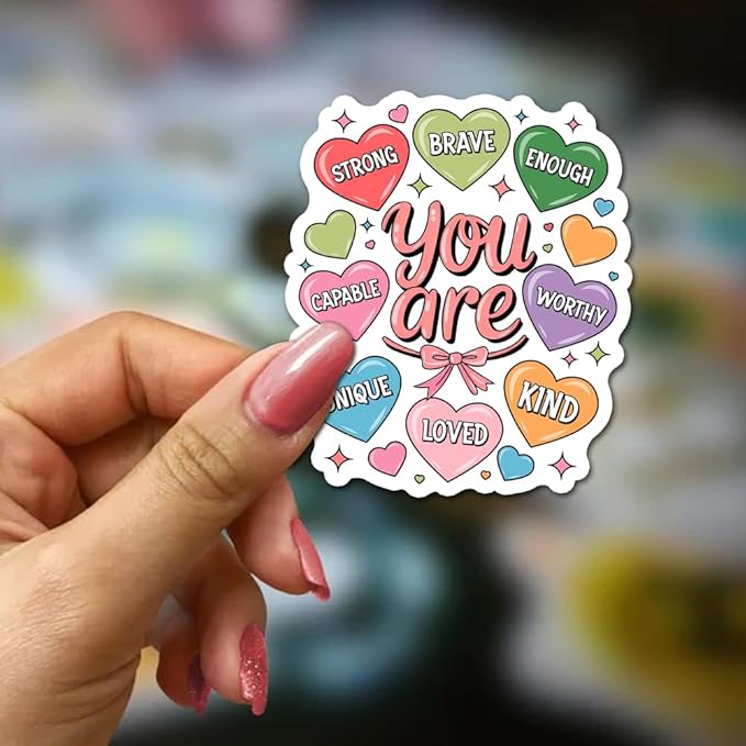 You are Beautiful Worthy You are Enough Stickers 3Pcs Motivational Inspirational Quote Stickers Vinyl Waterproof Decals for Notebook, Tumbler, Laptop and Water Bottle