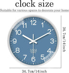 XNM 14 Inch Blue Minimalist Wall Clocks Battery Operated Analog Clock Decorative - Image 3