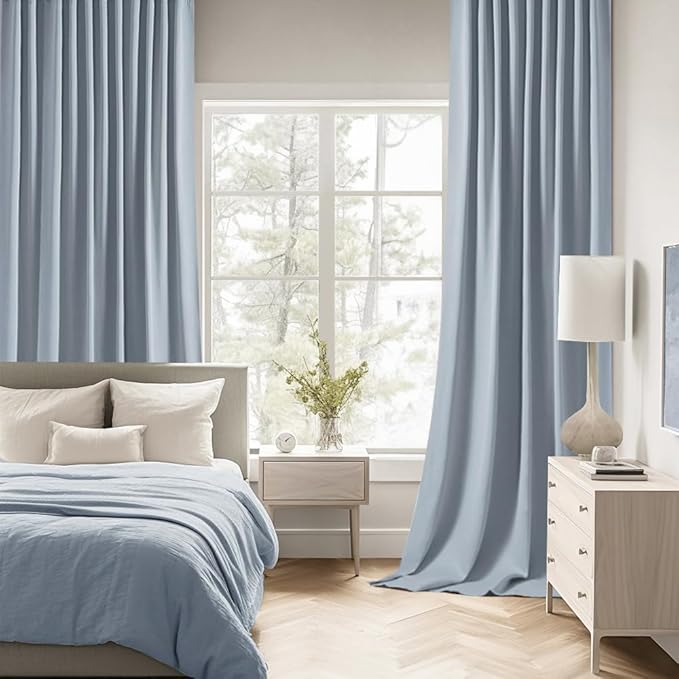 MIULEE Light Blue Back Tab Blackout Curtains 84 Inch Length 2 Panels Set - Image 2