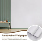 Grasscloth Peel and Stick Wallpaper White Gold Wallpaper 15.7"x 1181" Linen - Image 6