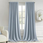 MIULEE Light Blue Back Tab Blackout Curtain 96 Inch Long 2 Panels Set by MIULEE