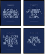 Locomiss Navy Blue Christian Wall Art Decor Posters, Minimalist Jesus Scripture by Unknown