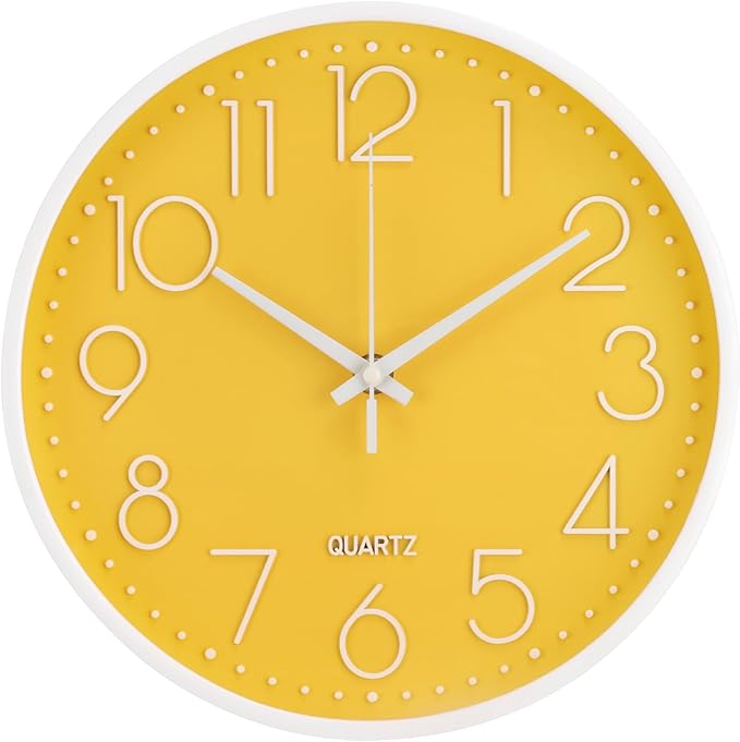 Wall Clock 10 Inch Non-Ticking Silent Modern Simple Style Round Decor Clock by BAKBRAND