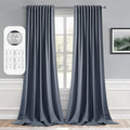 MIULEE Stone Blue Back Tab Blackout Curtains 120 Inch Long 2 Panels Set by MIULEE