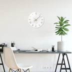 Round Marble Battery Wall Clock Modern 14 Inch White Minimalist Wall Clock - Image 4