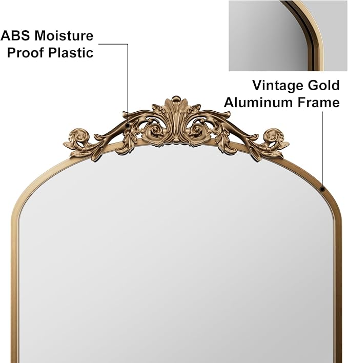 Dewfig Antique Arched Wall Mirror - Image 8