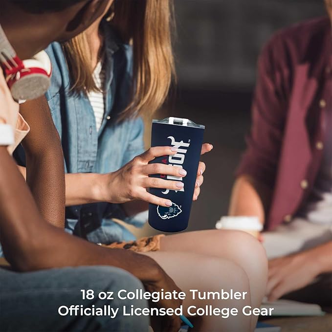 Campus Colors NCAA Stainless Steel Tumbler perfect for Gameday - 18 oz - Double Walled - Keeps Drinks Perfectly Insulated (Howard University - Navy)