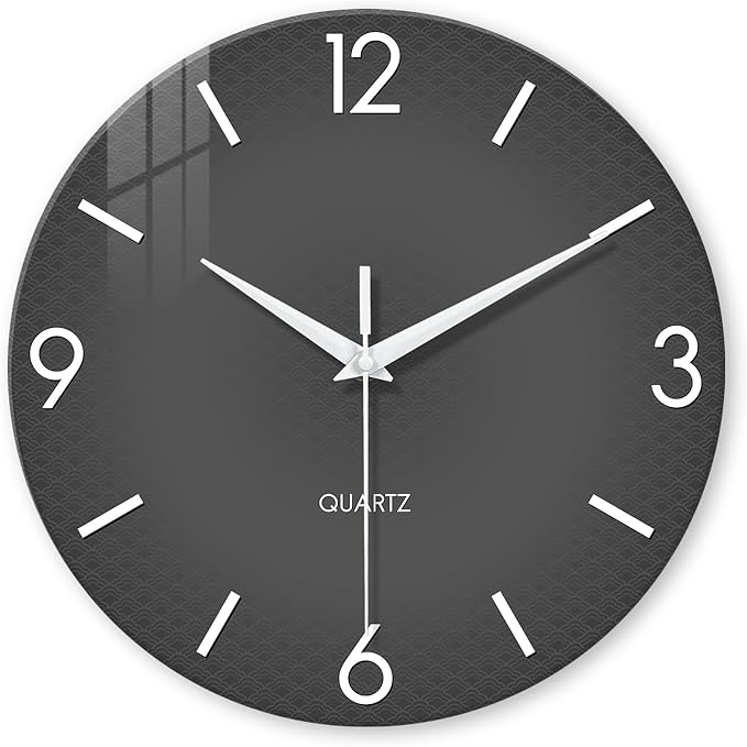 XFM Minimalist Wall Clock 16 Inch Large Grey Wall Clocks Battery Operated Round by XFMWallClock