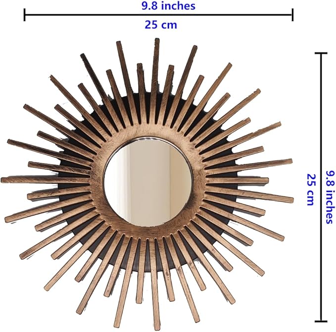 Retor OLD Gold Mirrors for Wall Pack of 3. Round. More Contemporary Sense.Rays - Image 7
