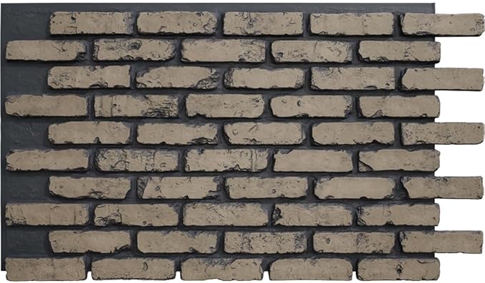 EverStone Aged Brick Faux Brick Panel, 46 7/8"W x 27"H x 1 1/4"D, Ash Color by EkenaMillwork