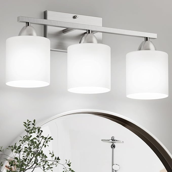 Bathroom Lighting Fixtures Over Mirror Brushed Nickel, Anti-Rust 3-Light by Dekang