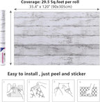 Arthome35.4 x 120 inches White Gray, Peel and Stick Wallpaper, Wood Contact - Image 7