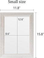 Small Rustic White Bathroom Mirror, 11.8x15.8inch Wooden Frame Rectangle Wall - Image 3