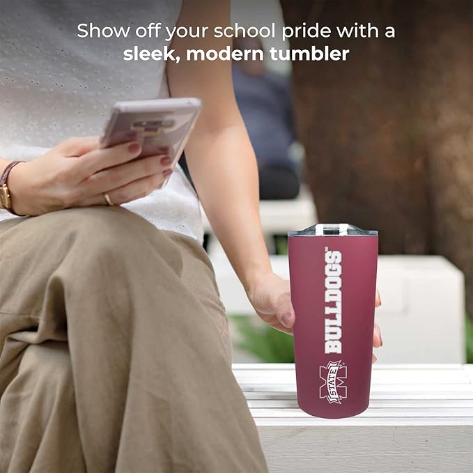 Campus Colors NCAA Stainless Steel Tumbler perfect for Gameday - 18 oz - Double Walled - Keeps Drinks Perfectly Insulated (Mississippi State Bulldogs - Maroon)