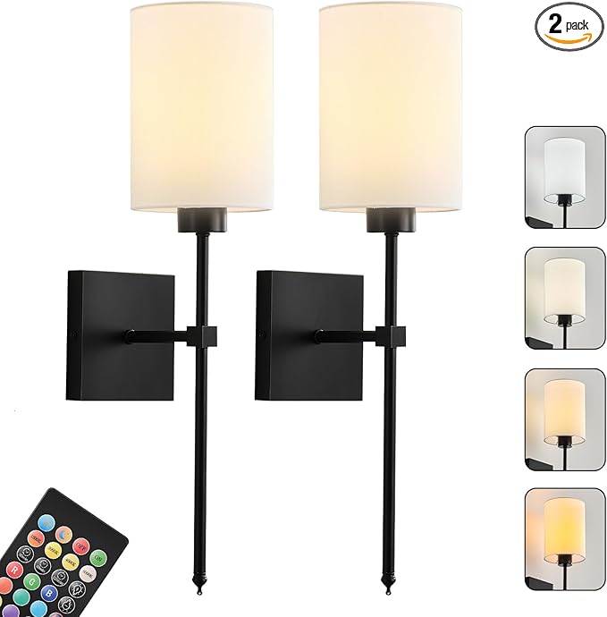 KARTOOSH Battery Operated Wall Sconce Set of Two, Wireless Rechargeable Wall by KARTOOSH