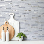 AULIGET 20 Sheets Faux Stone Peel and Stick Backsplash, Light Grey Marble Look - Image 2